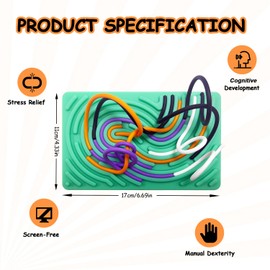 Albiuev Sensory Activity Board for Kids, Silicone Fidget Toys for Calming, Stress, Anxiety, ADHD & Autism, Double-Sided Fidget Board Toys for Adults Includes Portable Travel Bag & 20 Strings (Green)