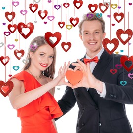 100 pcs Glitter Heart Swirl Hanging Decoration for Wedding, Engagement, Anniversary and Birthday Parties