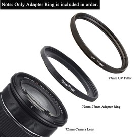 72mm-77mm Step Up Ring(72mm Lens to 77mm Filter, Hood,Lens Converter and Other Accessories) (2 Packs), Fire Rock 72-77 Aerometal Camera Lens Filter Adapter Ring