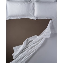 LENZUOLISSIMI - Satin Cotton Satin 300 Thread Count with King Corners 180 x 200 cm Made in Italy - Brown