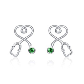 AOBOCO Nurse Stud Earrings Women Sterling Silver with Crystal Stethoscope Jewelry Gift for Birthday Doctor Her Sister Mom Girlfriend Anniversary Valentine’s Day