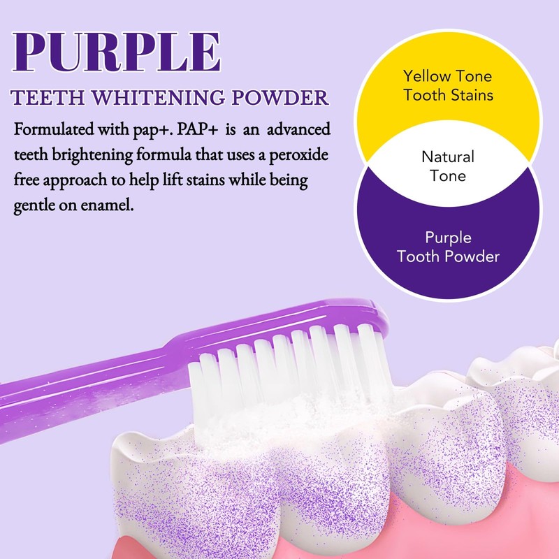 Teeth Whitening Powder, 2Pack Purple Teeth Whitening Powder, Toothpaste Power,