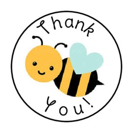 handmade 48 THANK YOU BUMBLE BEE ENVELOPE SEALS LABELS STICKERS 1.2" ROUND