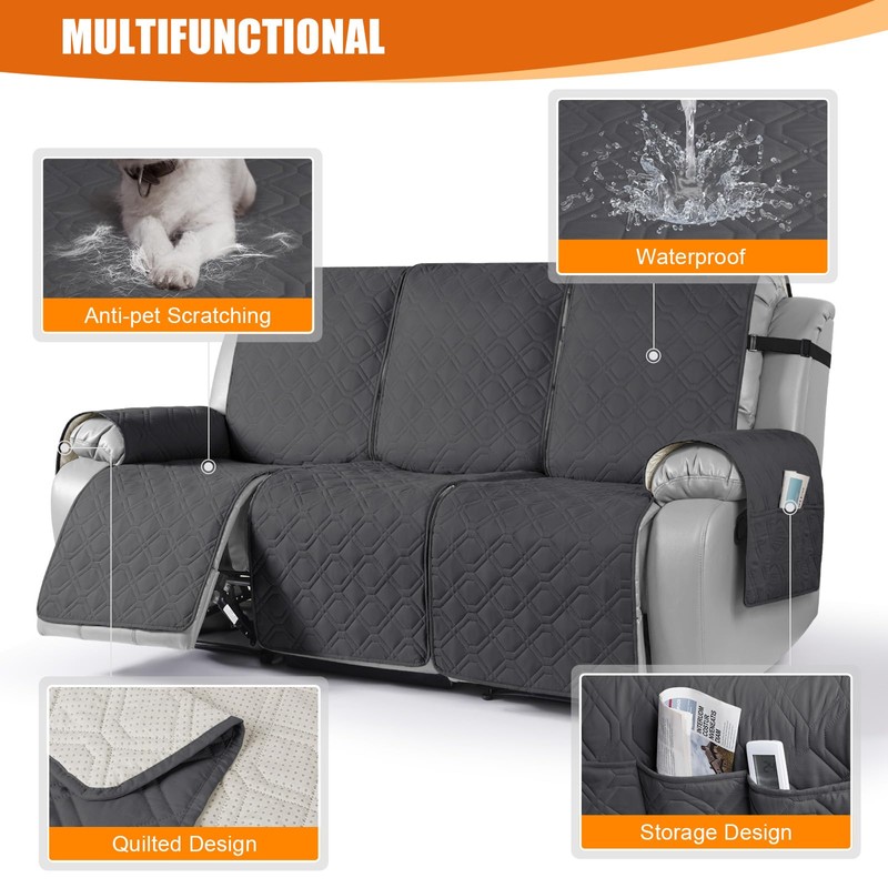 VANSOFY Waterproof Recliner Couch Covers, Sofa Covers 1-Piece Washable Reclining