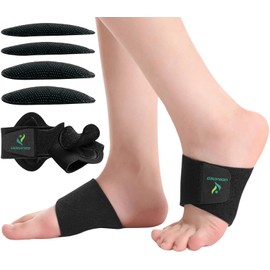 Arch Support Sleeves for Plantar Fasciitis Relief | Upgraded Adjustable Non-Slip Foot Arch Support | Removable Arch Support Pads for Flat Feet High & Fallen Arch Unisex | Pair (Black)