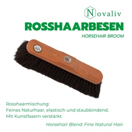 Novaliv Room Broom Horsehair Mix Broom Soft Bristles - Cabinet Broom Mixed Horsehair Broom Head - Ideal Broom for Laminate and Parquet - Horsehair Broom Mix Natural Bristles House Broom