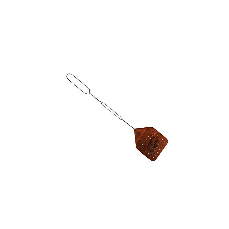 Amish Leather Fly Swatter Brown Holmes County Handcrafted Wire Handle