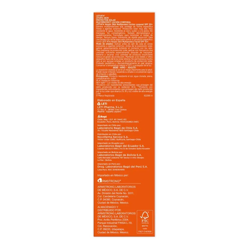 Loción Corporal Multiprotectora Spf 50 100ml Leti At4