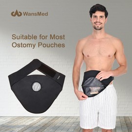 WansMed - Fundas para bolsas de ostomía Plus, cinturón de ostomía, fundas para bolsas de colostomía para hombres y mujeres, bolsillo interior para sostener bolsa de ostomía (negro, XXL)
