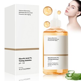 Ácido Glicólico 7% Toning Solución 240ml, Tónico reafirmante exfoliante y revitalizante, Tónico revitalizante con 7% de ácido glicólico para atenuar manchas oscuras y acné
