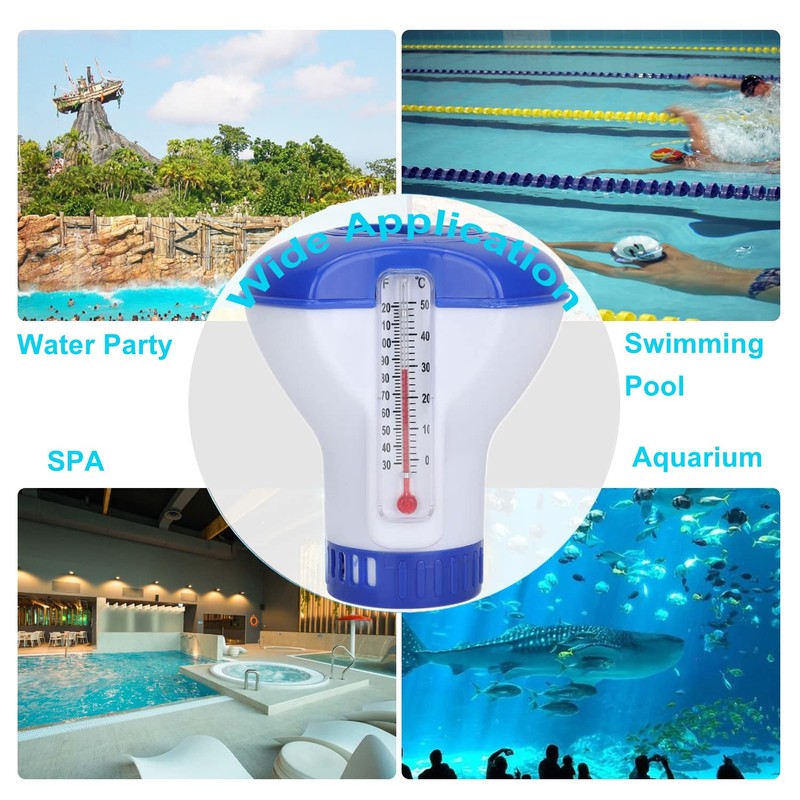 Soap Dispensers Floating Swimming Pool Chemical Chlorine Dispenser with Thermometer
