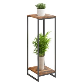 JEPRECO 34" Tall Plant Stand Indoor, 2-Tier Modern Plant Shelf, Corner Flower Pot Holder Organizer for Living Room Balcony Patio Garden (Rustic Brown)
