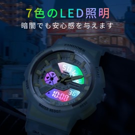 PINDOWS Women's Analog Digital LED Backlight 50M Waterproof Multifunction Sport Watch for Running Outdoor Activities, 637N11: Pink, Classic