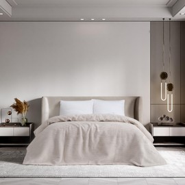 GT Globaltex Fine Linens Luxurious Cotton Throw Blanket - 86x90 Inches - Soft, Warm, and Fluffy - Perfect for Bed or Couch - Decorative and Cozy Addition to Your Home