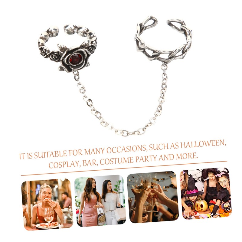 FOMIYES Rose Chain Ring Vintage Finger Jewelry for Women Aesthetic