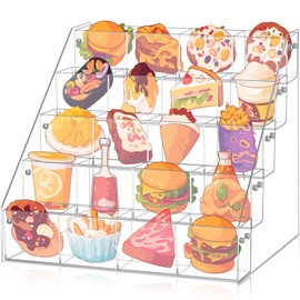 Yuntau 5 Tier Acrylic Sticker Display Stand, 20 Pockets Clear Sticker Display Stand for Vendors, Stamp Organizer Shelf Ideal for Small Business Supplier Events and Trade Shows