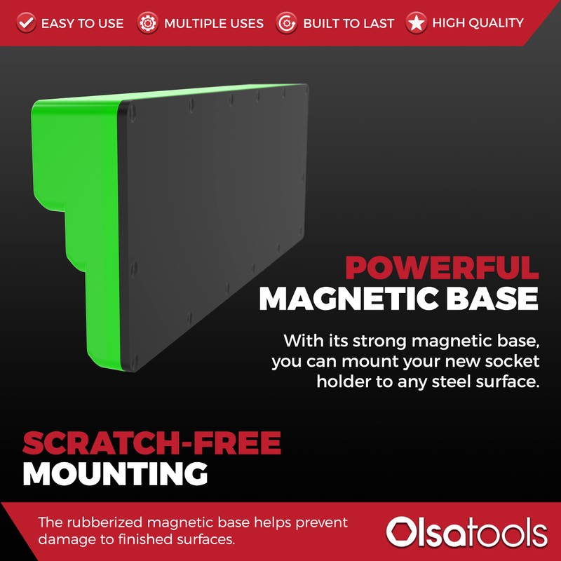 Olsa Tools Magnetic Socket Organizer - 1/4-Inch Drive, 3 Row