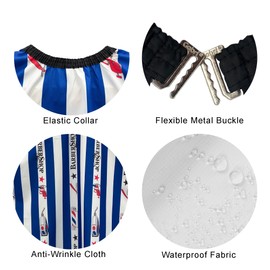 Gabri Professional Barber Cape Gown - Premium Hairdressing Cape for Hair Salon - Waterproof Hair Cutting Capes and Gowns for Barber Shops 160cm (L) x 140cm (W)) (Blue & White Stripes)