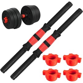 Tianher 35 cm Universal Dumbbells Dumbbell Bars, 2 Pieces Dumbbell Bar Dumbbell Bars 35 cm and 4 Pieces Spinlock Collars Knurled Gym Dumbbells Strength Training Dumbbell Accessories