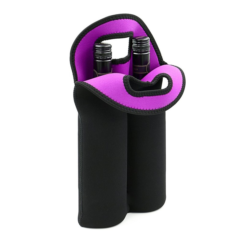 Hipiwe Wine Carrier Tote Bag Two Bottle Insulated Neoprene Wine/Water