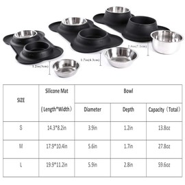 Hubulk Pet Dog Bowls 2 Stainless Steel Dog Bowl with No Spill Non-Skid Silicone Mat + Pet Food Scoop Water and Food Feeder Bowls for Feeding Small Medium Large Dogs Cats Puppies (L, Black)