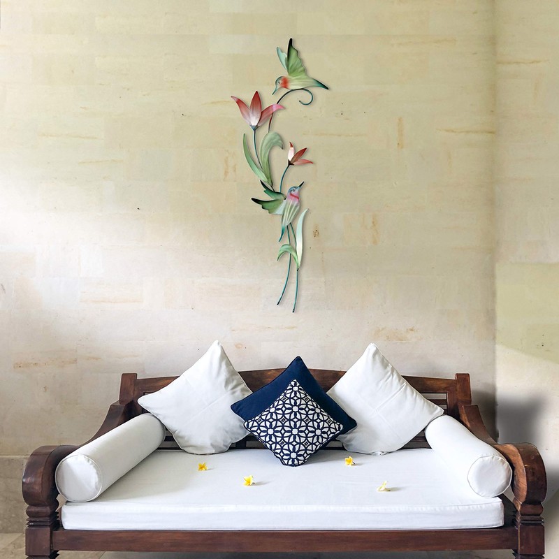 T.I. Design Hummingbirds Contemporary Floral Botanical Metal Wall Decor