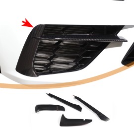 cartiangous Fit For Corvette C8 20-up ABS Carbon Fiber Look Front Grille Accent Bezel Insert