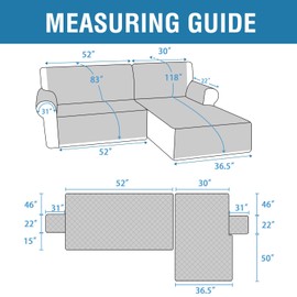 H.VERSAILTEX 100% Waterproof Couch Cover L Shape 2-Piece Sectional Couch Cover Sofa Covers Washable Couch Covers for Pets Non Slip (Right Chaise Lounge Cover + 2 Seat Sofa Cover, Rocket Gray)