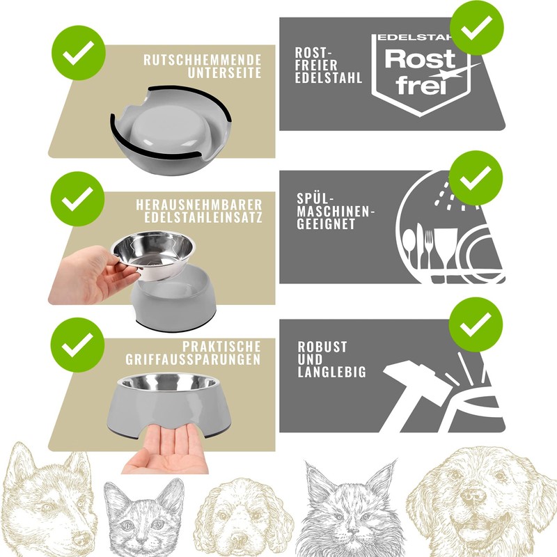 ne&no® Feeding Bowls Set of 2 for Small Dogs and