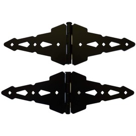 Jake Sales Black Rustic Wood Double Gate Hinges, Latch, Drop Rod - 8" Strap Gate Hinges, Gate Latch Opens from Both Sides, Powder Coated Finish
