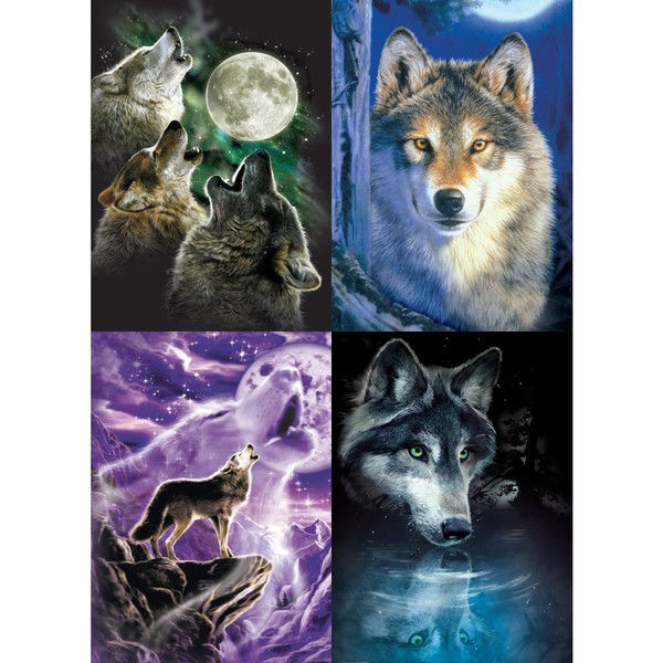 Tree-Free Greetings Three Wolf Moon/Moonlight Wolves All Occasion Card Assortment, 5 x 7 Inches, 8 Cards and Envelopes per Set (GA31424)
