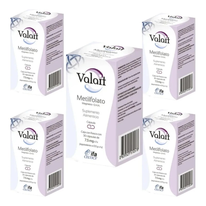 Valait Metilfolato 7.5 Mg 30 Cápsulas Suplemento Pack 5