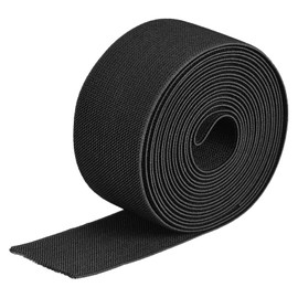 MECCANIXITY Twill Elastic Band Double-Side 2 inch Flat 4 Yard Knit Elastic Spool Heavy Stretch Strap Black for Sewing, Waistband