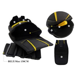 Copechilla Black Professional Tool Bag with Adjustable Belt and Belt Buckle, Strong and Wear-Resistant, Two-Layer Thick Nylon Material, for Families or Professionals