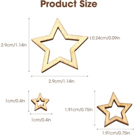 YCVSKY Pack of 300 Wooden Stars Decoration (1/2/3 cm), Small Wooden Stars for Crafts, Wooden Stars for Christmas, Wedding, Party, DIY, Craft Table