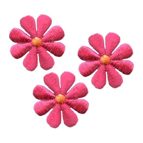 Wholesale Applique Set of 3, 1" Hot Pink Daisy, Flowers,