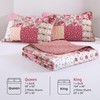 Anibedding 3Pieces Patchwork Quilts Queen Size, Bohemian Red Flower Plaid