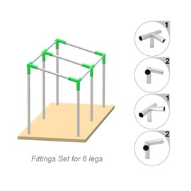 GoodsZone Canopy Fittings Kit 1-3/8" Slant roof Shelter Carport Deck Shed Frame Connectors Coupling, Full Set for 6, 8, 10 Legs, Without Poles (for 6 Legs)