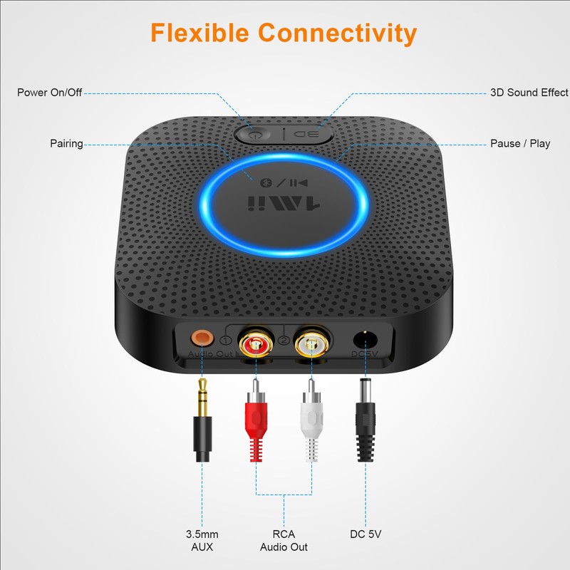 [Upgraded] 1Mii B06+ Bluetooth Receiver, Hi-Fi Wireless Audio Adapter, Bluetooth