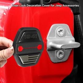 DWKJMYCP 4PCS Door Lock Decoration Cover for 2018-2025 2026 Jeep Wrangler JL JLU 4XE Unlimited Sahara Sports Rubicon 2020-2025 2026 Gladiator JT Accessories Door Latch Guard Cover Black