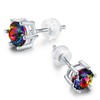 Herhisitschic 925 Sterling Silver,6.5mm Custom Designed Crystal Earring Gemstone Stone,