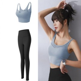 Women's Yoga Top & Leggings Set: Bra Top, Leggings for Fitness & Training Gray Top + Leggings