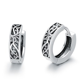 Tree of Life Earrings Sterling Silver Small Huggie Hoop Earrings Tree of Life Jewelry Gifts for Women