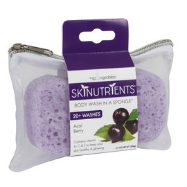 Spongeables Body Wash in a 20+ Wash Sponge, Acai Berry, 3 Count