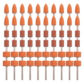 60 Pack Grinding Stone Set 1/8" Shank, SHITIME Sanding Drill Bit for Rotary Tool Flap Wheel for Grinding, Polishing, Deburring Ferrous Metal, 2 Shaped and 3 Sizes(Orangage, Aluminum Oxide)