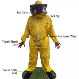 Jawadis USA Yellow Beekeeper Suit 3XL - Removable Veil, Cotton Design