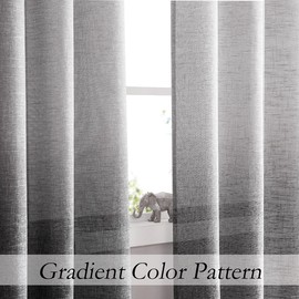 Ombre Light Filtering Door Curtain 100" Extra Wide Gradient Print on Rayon Blend Fabric Window Treatment for Sliding Patio Door with 14 Grommets, Cream White to Light Gray, 100" x 84", 1 Panel