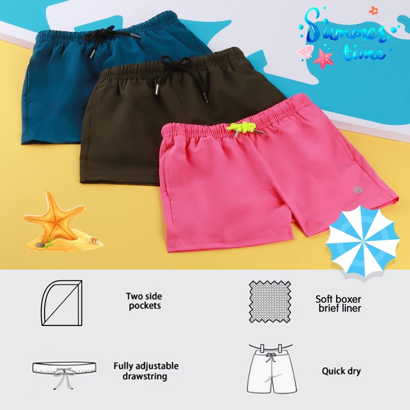 BRISIRA Boys Swim Trunks Bathing Suit Compression Boxer Brief Liner