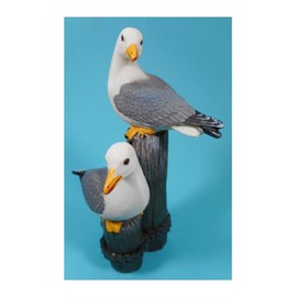 Two Seagull on Bollard 17 cm Sea Bird Sea Maritime Decoration GRF 39.2994 B