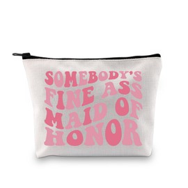 PLITI Maid of Honor Makeup Bag Maid of Honor Gift from Bride Bridesmaids Proposal Gifts Wedding Bachelorette Party Gift (Fine Honor Maid bagU)